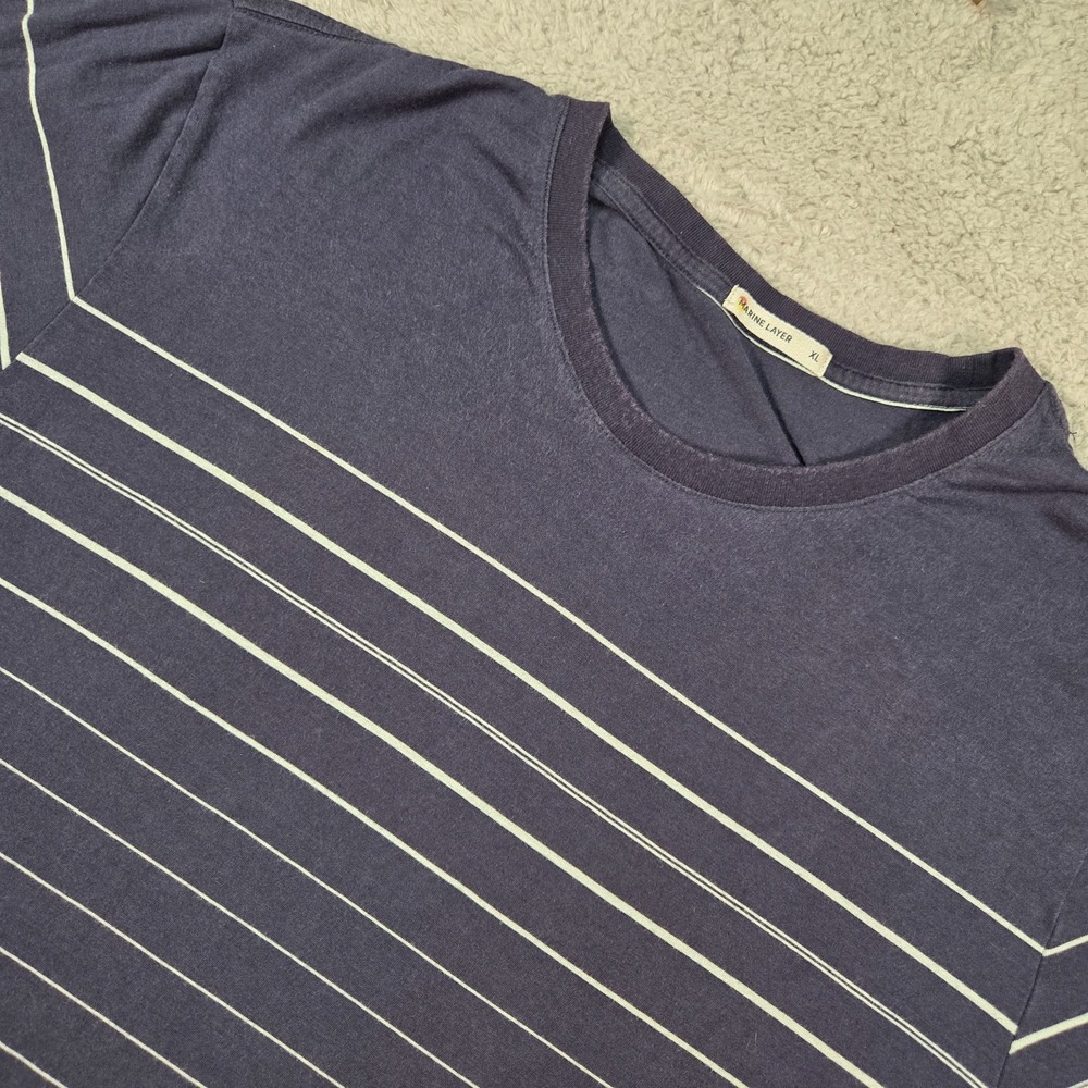 Marine Layer Shirt Mens XL Striped Tee Navy White Coastal Minimalist Preppy